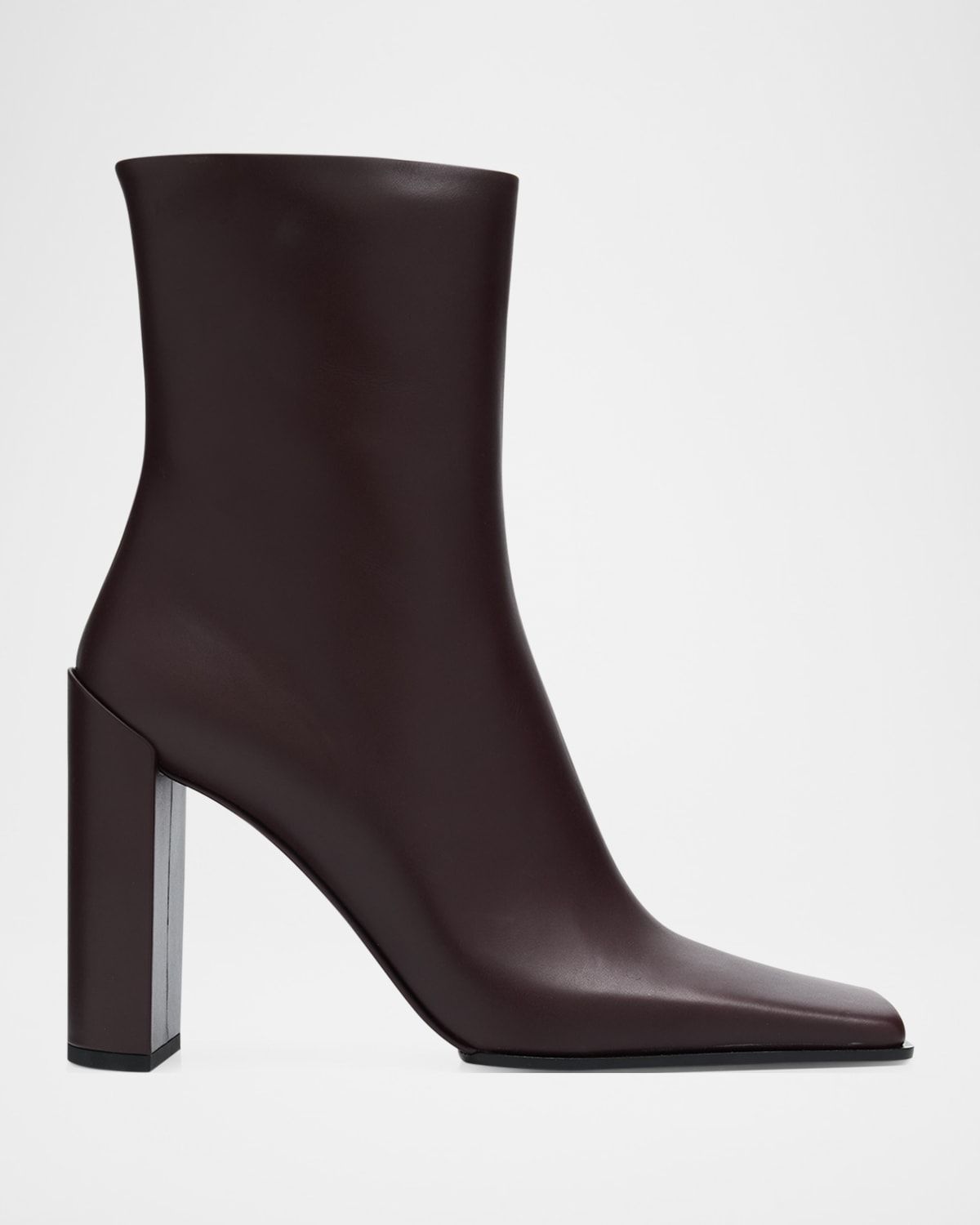 Square Calfskin Leather Ankle Boots