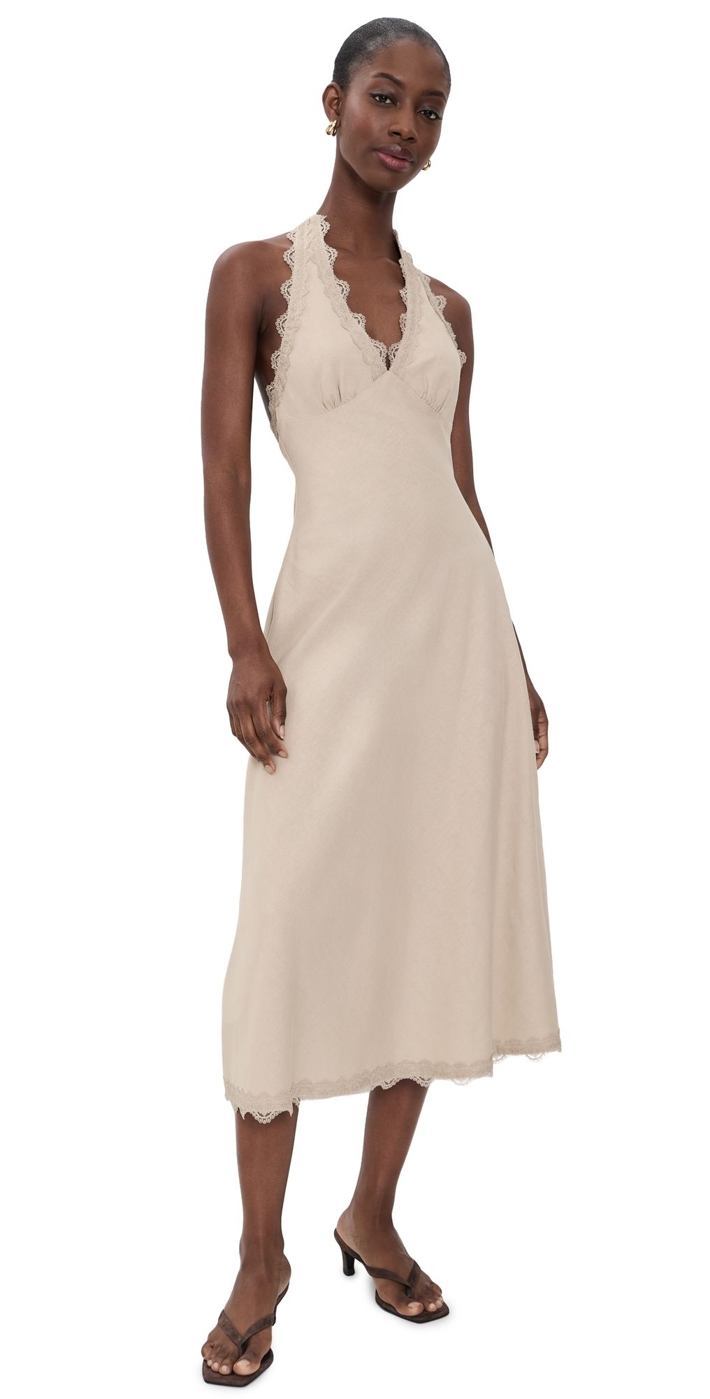 Lioness Stars Align Midi Dress Beige L