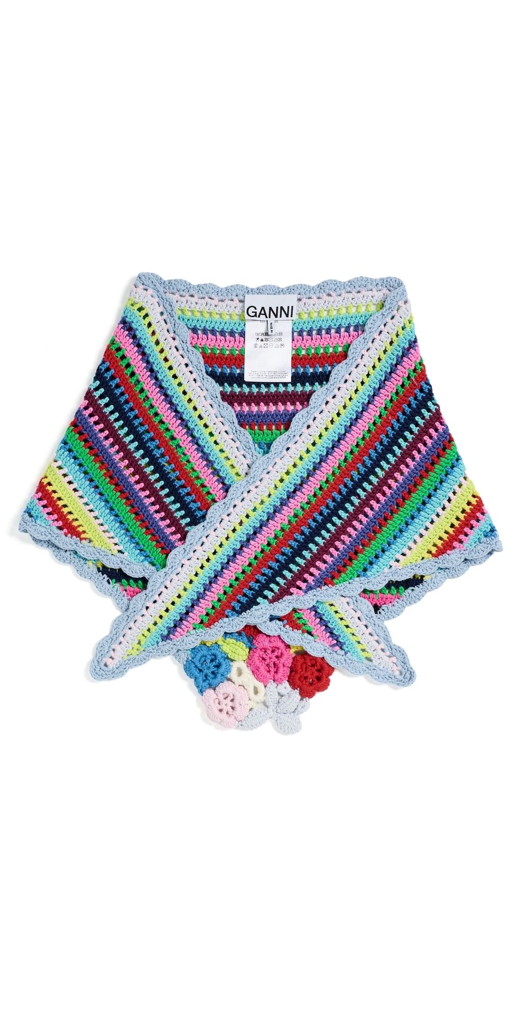 GANNI Triangular Crochet Scarf Multicolour One Size