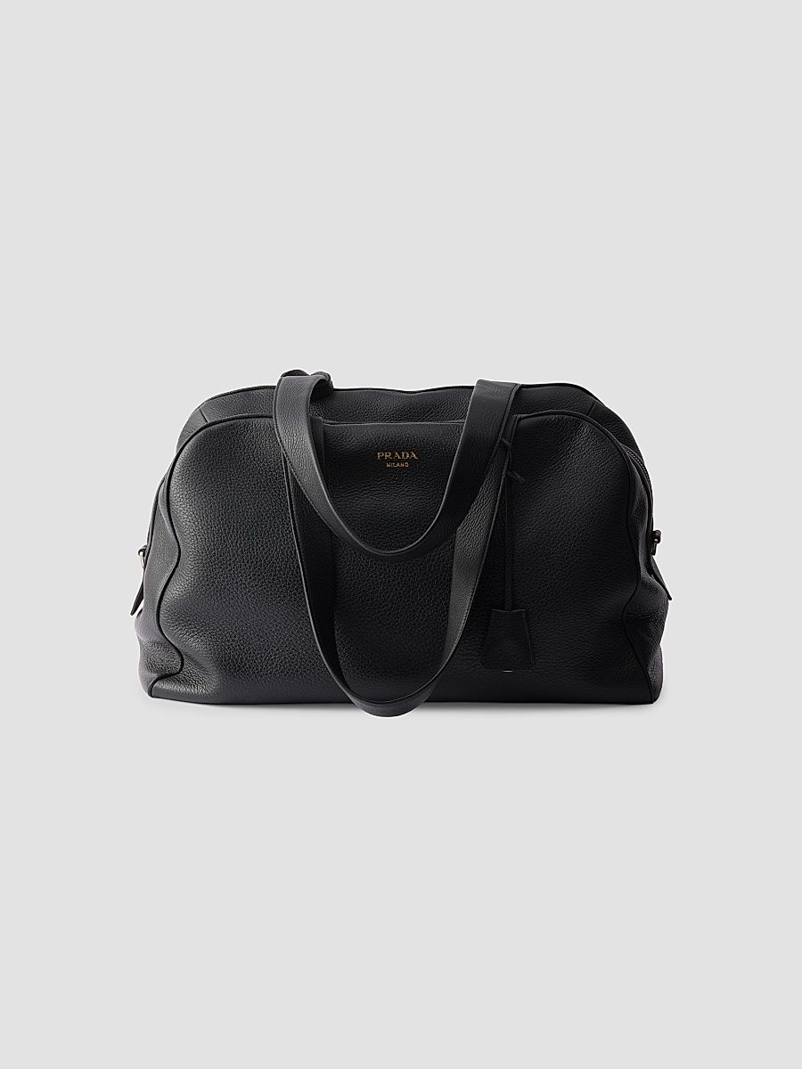 Men's Leather Duffel Bag - Black