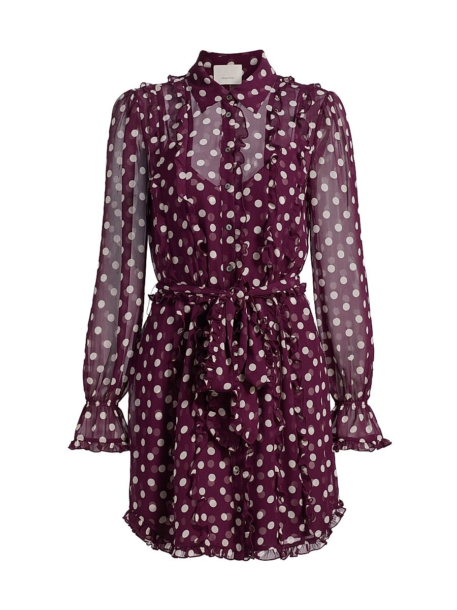 Women's Estelle Camille Polka Dot Shirtdress - Deep Plum Limestone - Size 16