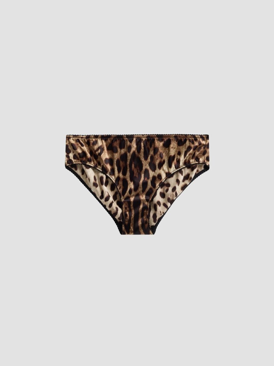Dolce & Gabbana Women's Leopard-Print Stretch-Silk Briefs - Leo - Size XL