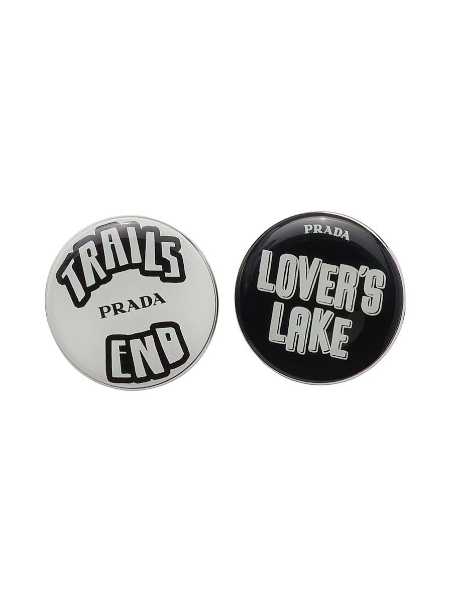 Women's Enameled Metal Brooches - White Black