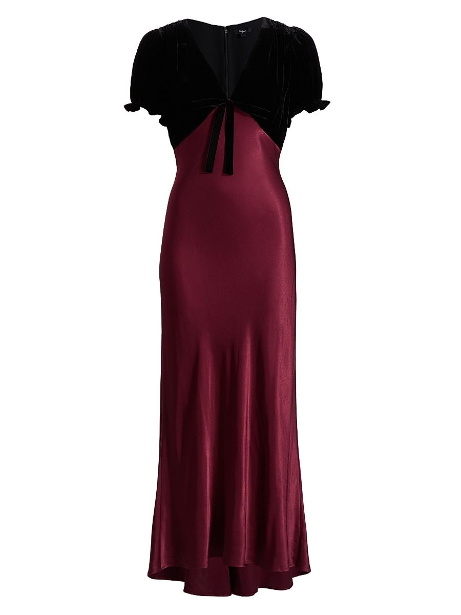 Women's Dory Satin V-Neck Maxi Dress - Garnet - Size Large