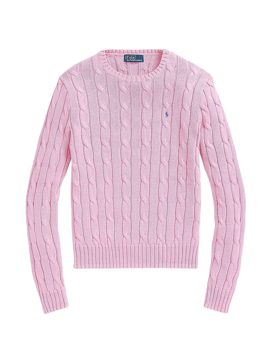 Women's Julianna Cable-Knit Cotton Crewneck Sweater - Carmel Pink - Size XS