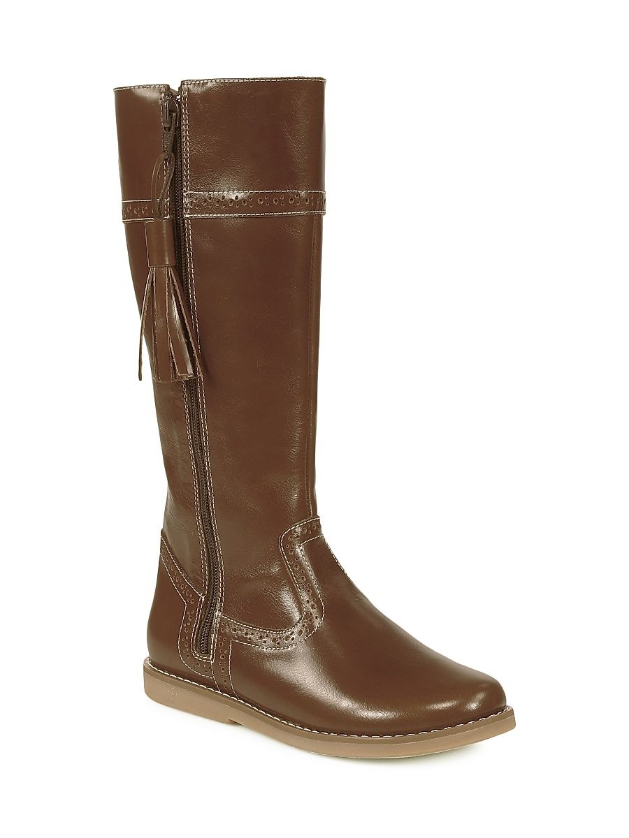 Girl's Patent Leather Riding Boots - Brown - Size 5 (Child)