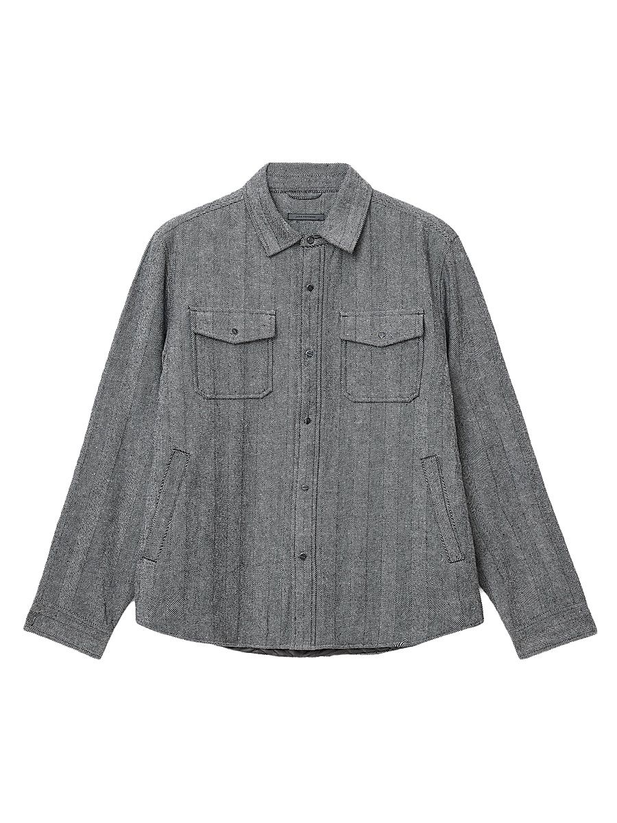 Men's Jameson Herringbone Shirt Jacket - Smoked Pearl Grey - Size 44