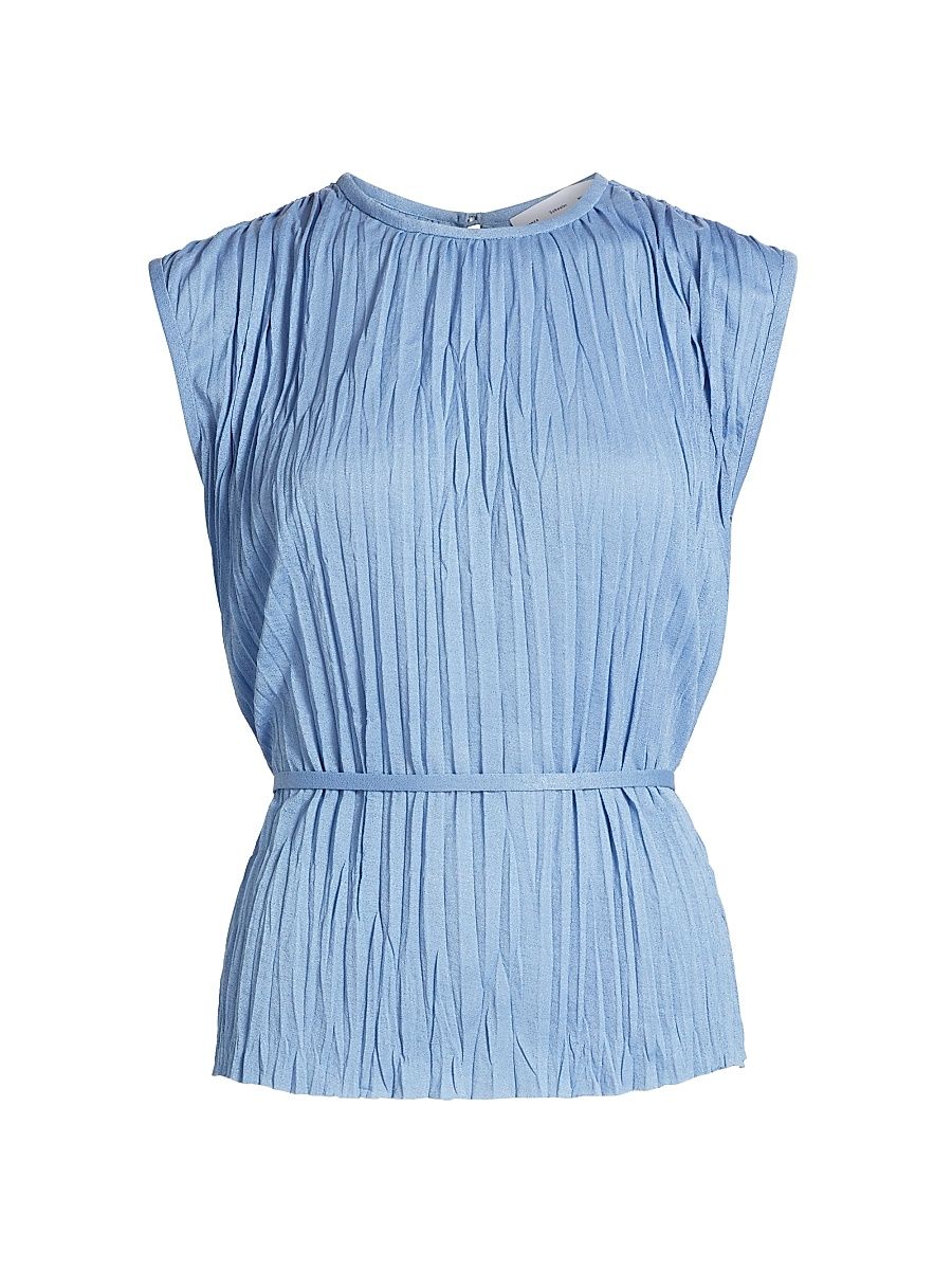 Women's Lyra Pleated Jersey Sleeveless Top - Pool - Size 12