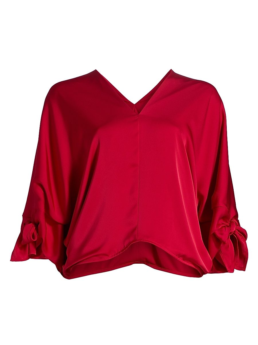 Women's Krista Satin V-Neck Top - Scarlet Red - Size Small