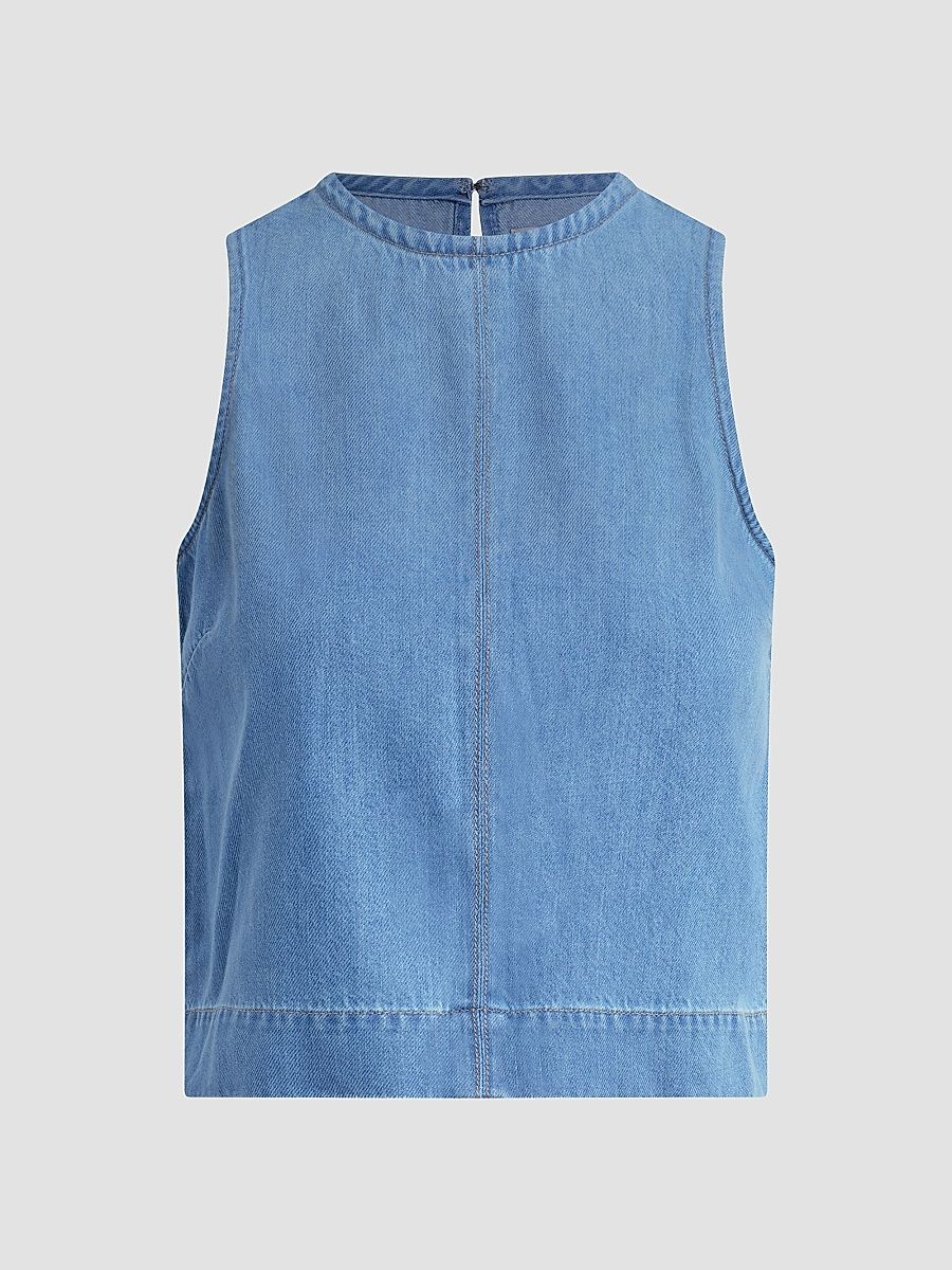 Women's Shell Cotton-Blend Denim Top - Copious - Size XL