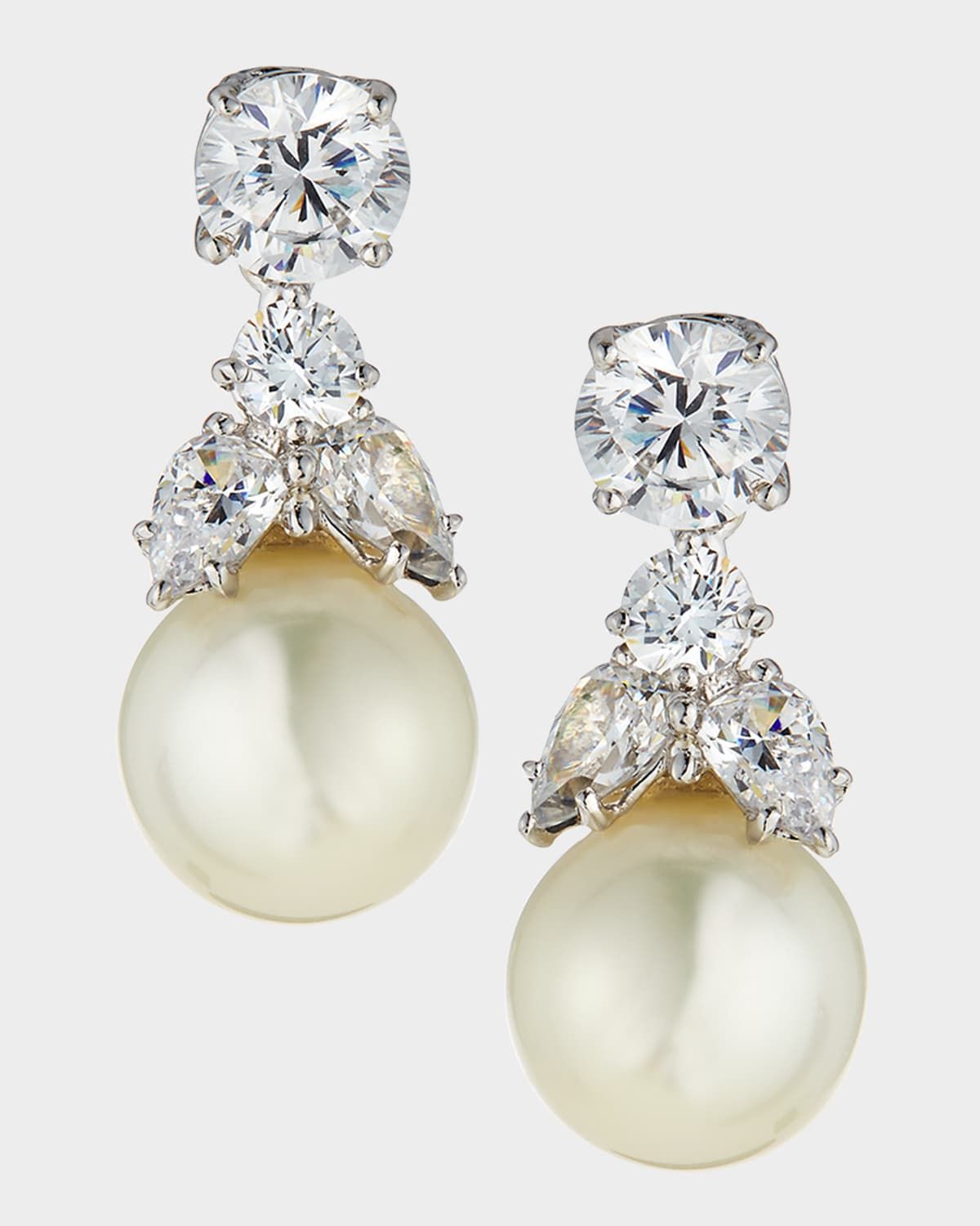 2.50 TCW CZ Stud & Simulated Pearly Dangle Earrings
