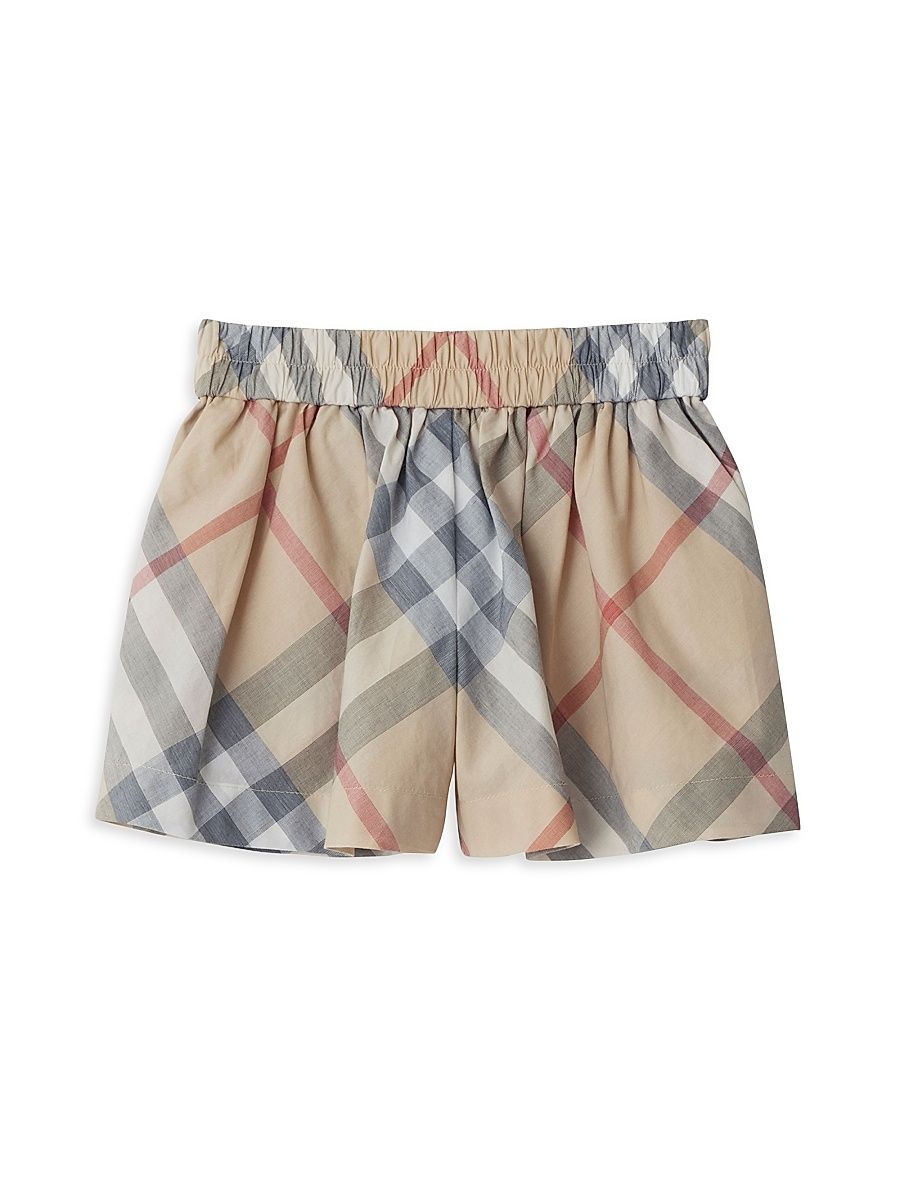 Baby Girl's Check Shorts - Pale Stone Check - Size 6 Months