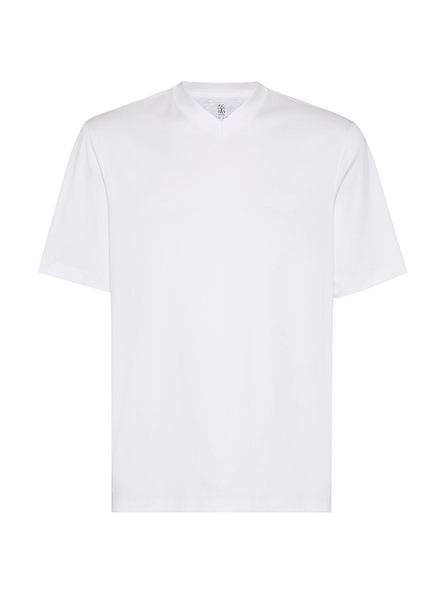 Men's Cotton Jersey V-Neck T-Shirt - White - Size XXL