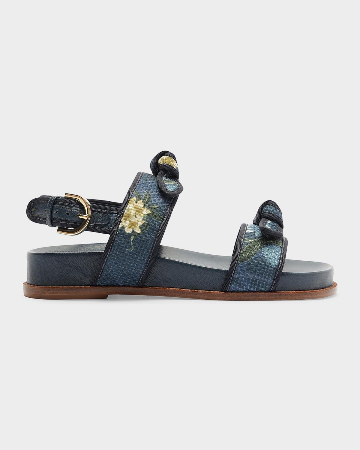 x Agua by Agua Bendita Grossgrain Raffia Slingback Sandals