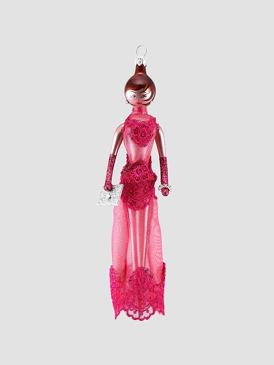 Soffieria De Carlini Fashionista In Lace Gown Glass Ornament