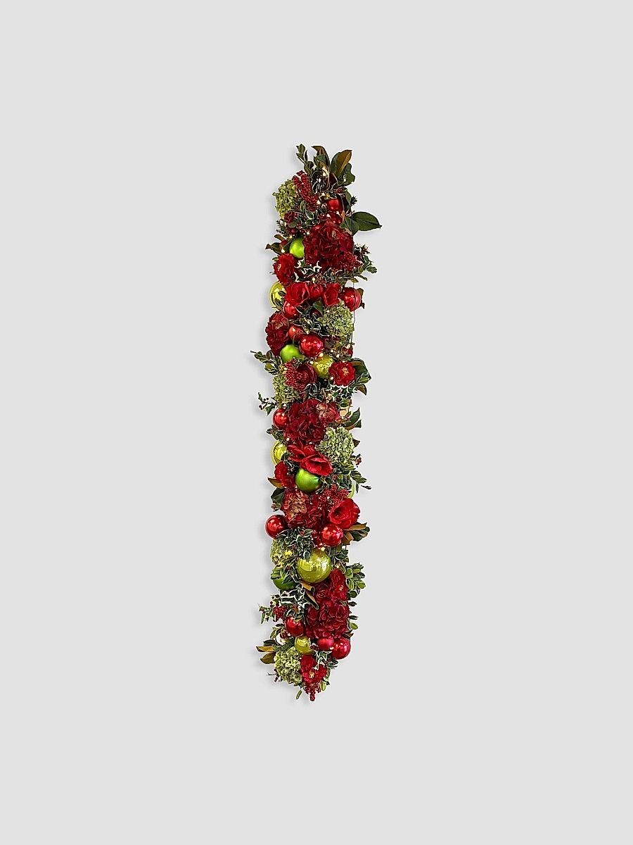 Winward Home Permanent Botanicals Mixed Hydrangea & Amaryllis Garland - Red