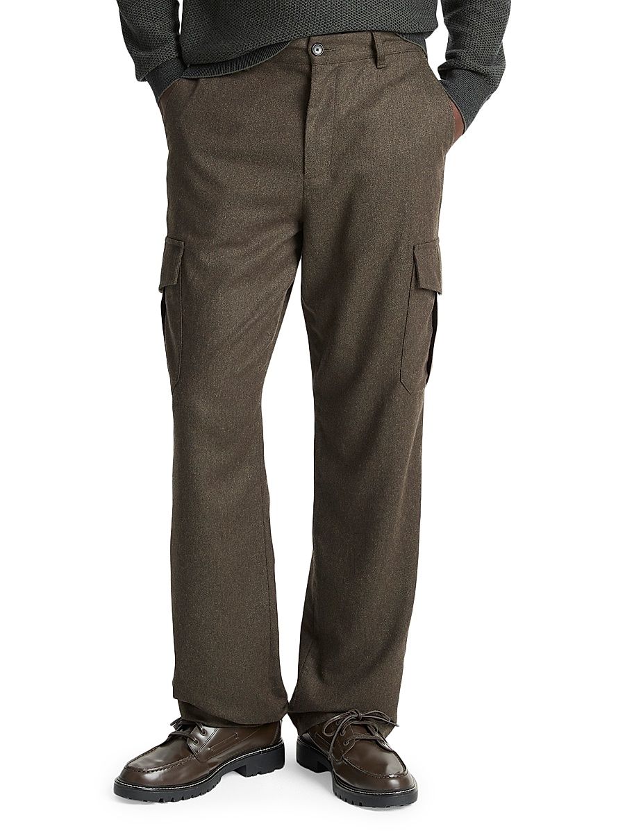 Men's Louie Virgin Wool-Blend Straight-Leg Cargo Pants - Heather Dark Leaf - Size 31