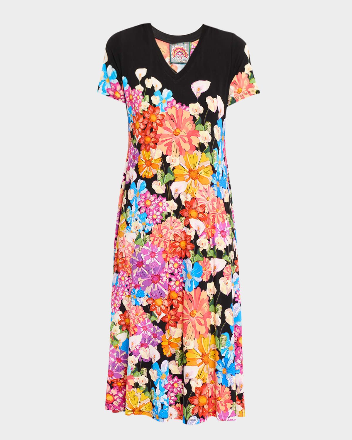 The Janie Floral-Print Favorite T-Shirt Midi Dress