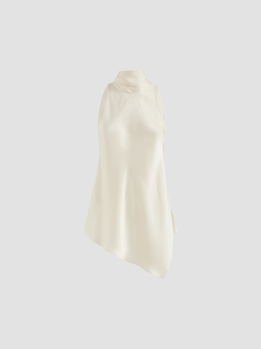 Brunello Cucinelli Women's Silk Satin Top with Monili - Panama - Size Large