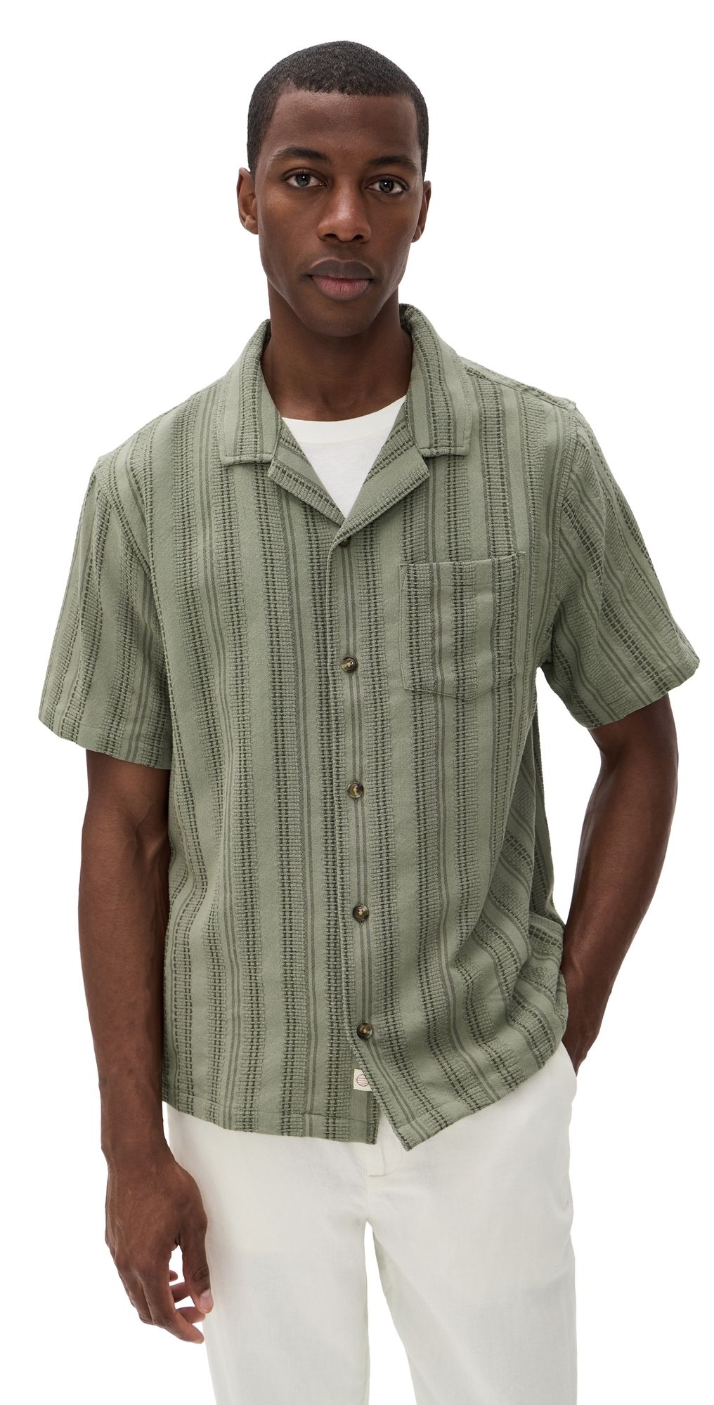 Marine Layer Dobby Resort Shirt Olive L