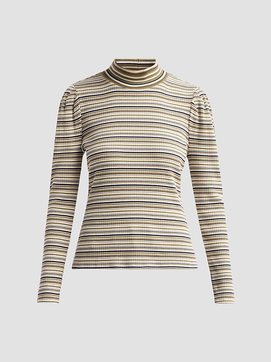 Women's Yvonne Striped Knit Top - Bone Stripe - Size XXL