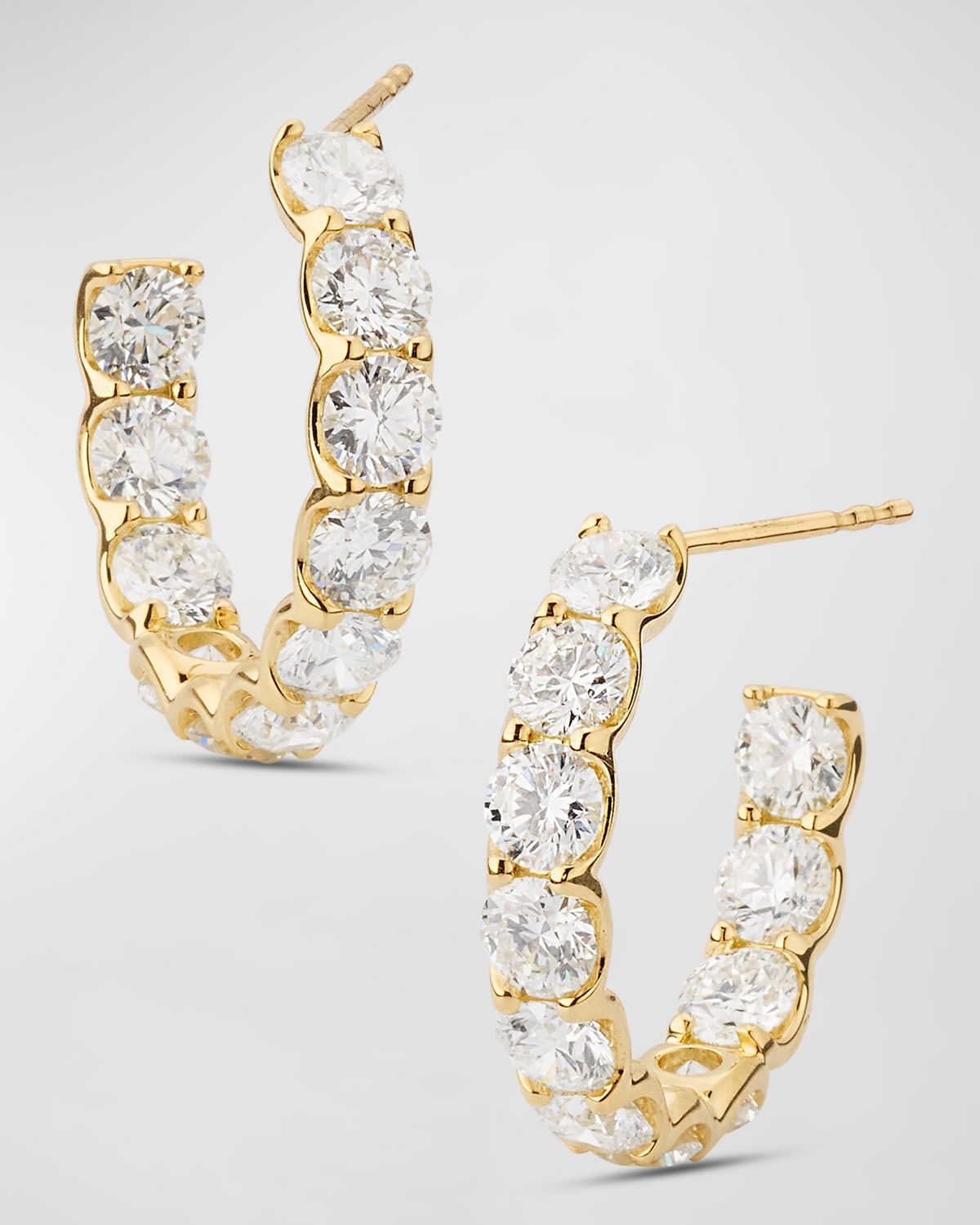 18K Yellow Gold Inside Out Diamond Hoop Earrings, 7.92tcw, 1"L