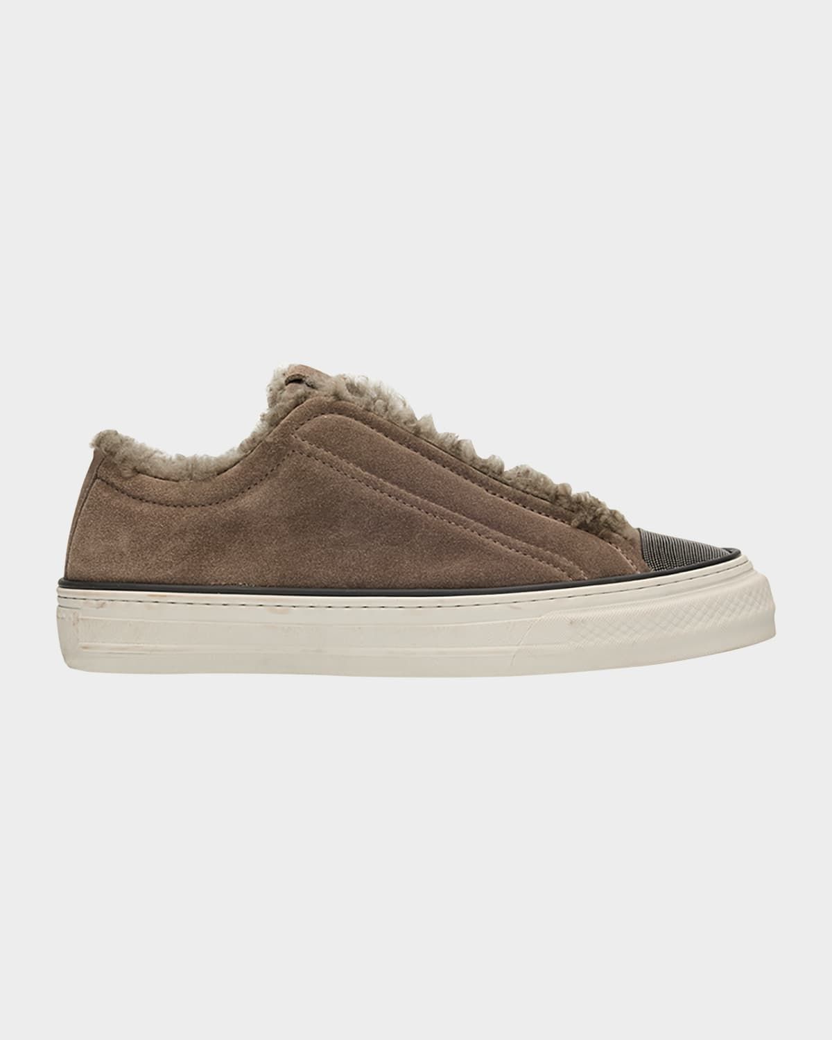 Monili Detail Shearling-Lined Slip-On Sneakers