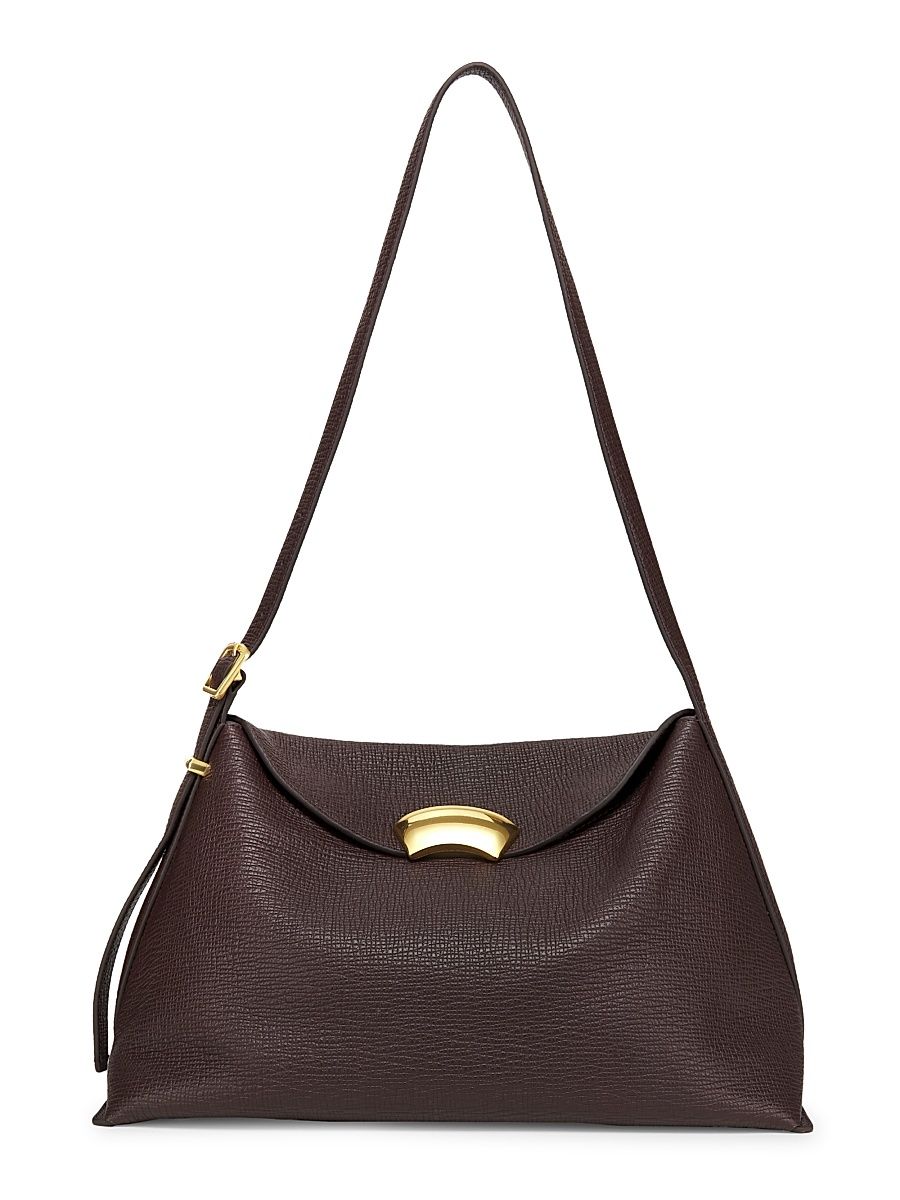 Women's ID Leather Shoulder Bag - Dark Chocolate