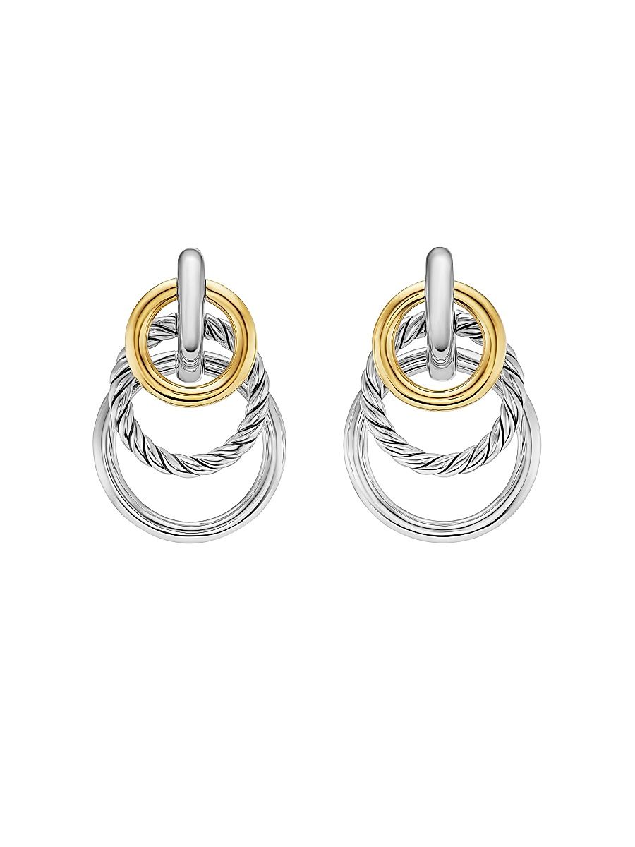 Women's DY Mercer Triple Ring Drop Earrings in Sterling Silver with 18K Yellow Gold, 35.6MM - Silver