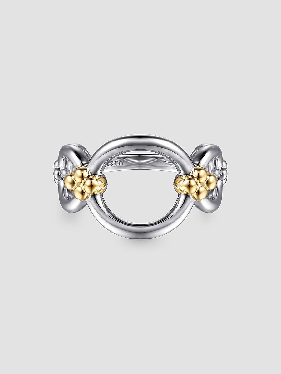 Gabriel & Co Women's Bujukan Sterling Silver & 14K Yellow Gold Chain Ring - Sterling Silver - Size 6.5