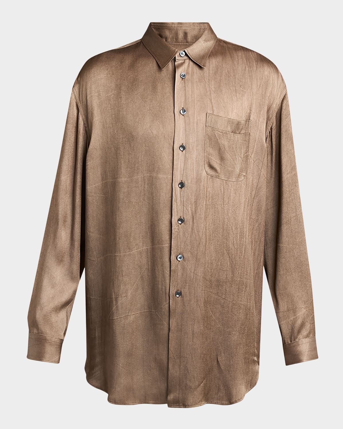 Men & apos;s Dyed Satin Oversized Button-Down Shirt with Pocket