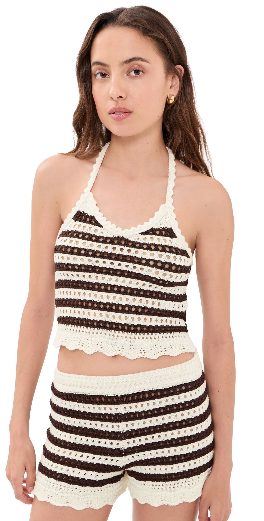 Madewell Madewell x Shopbop Thea Tank Brown And Ivory Stripe L