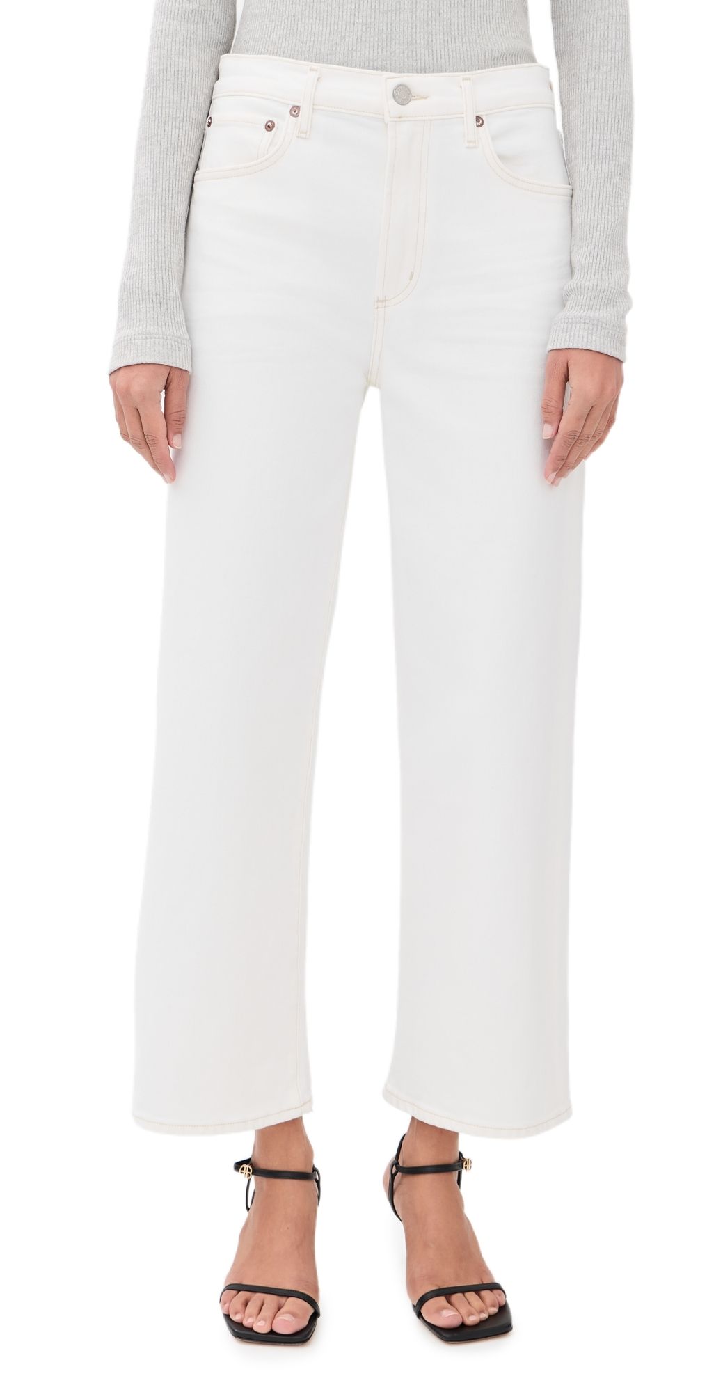 AGOLDE Harper Crop Relaxed Straight Jeans White Wash 31