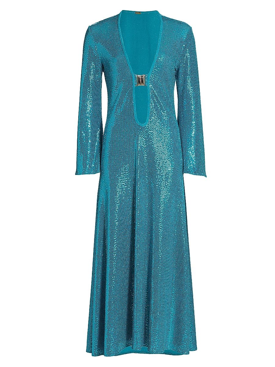Women's Jullie Sequined Maxi Dress - Turquoise - Size 8