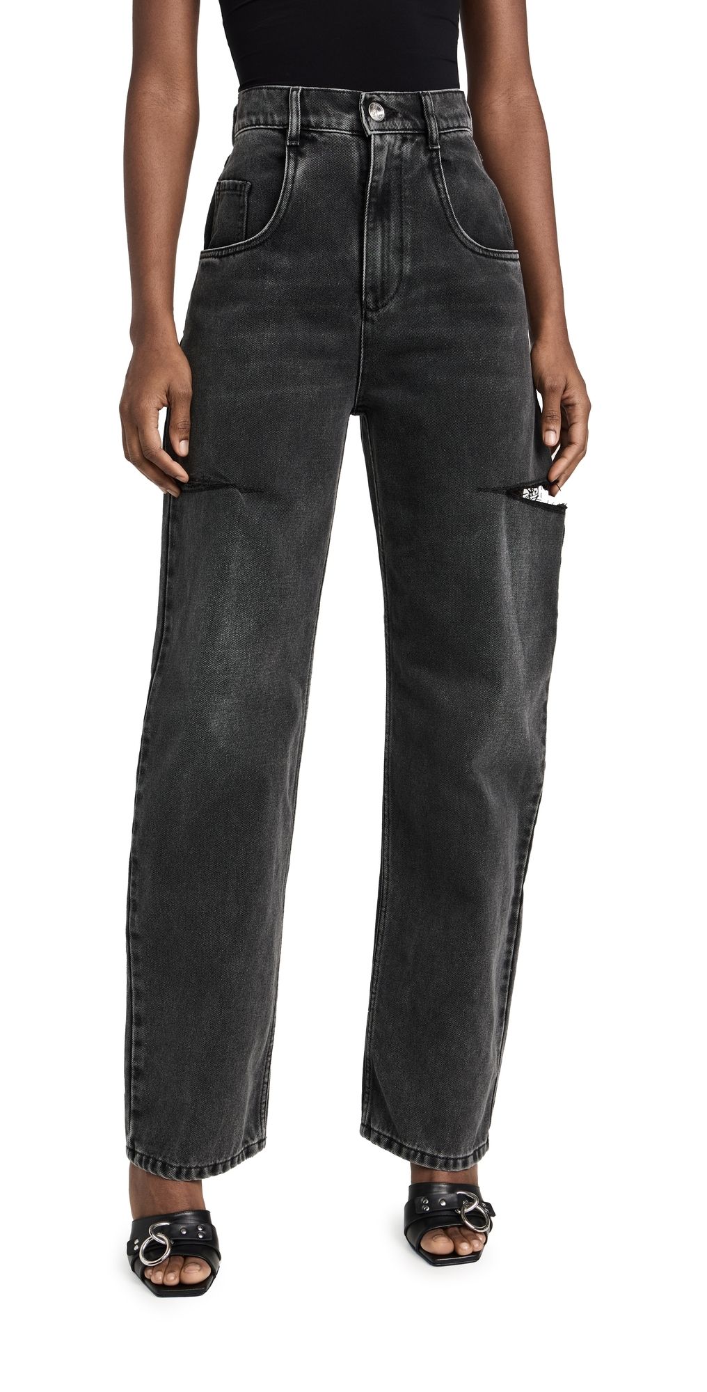 Maison Margiela Denim Jeans with Slash Details Black Washed 36