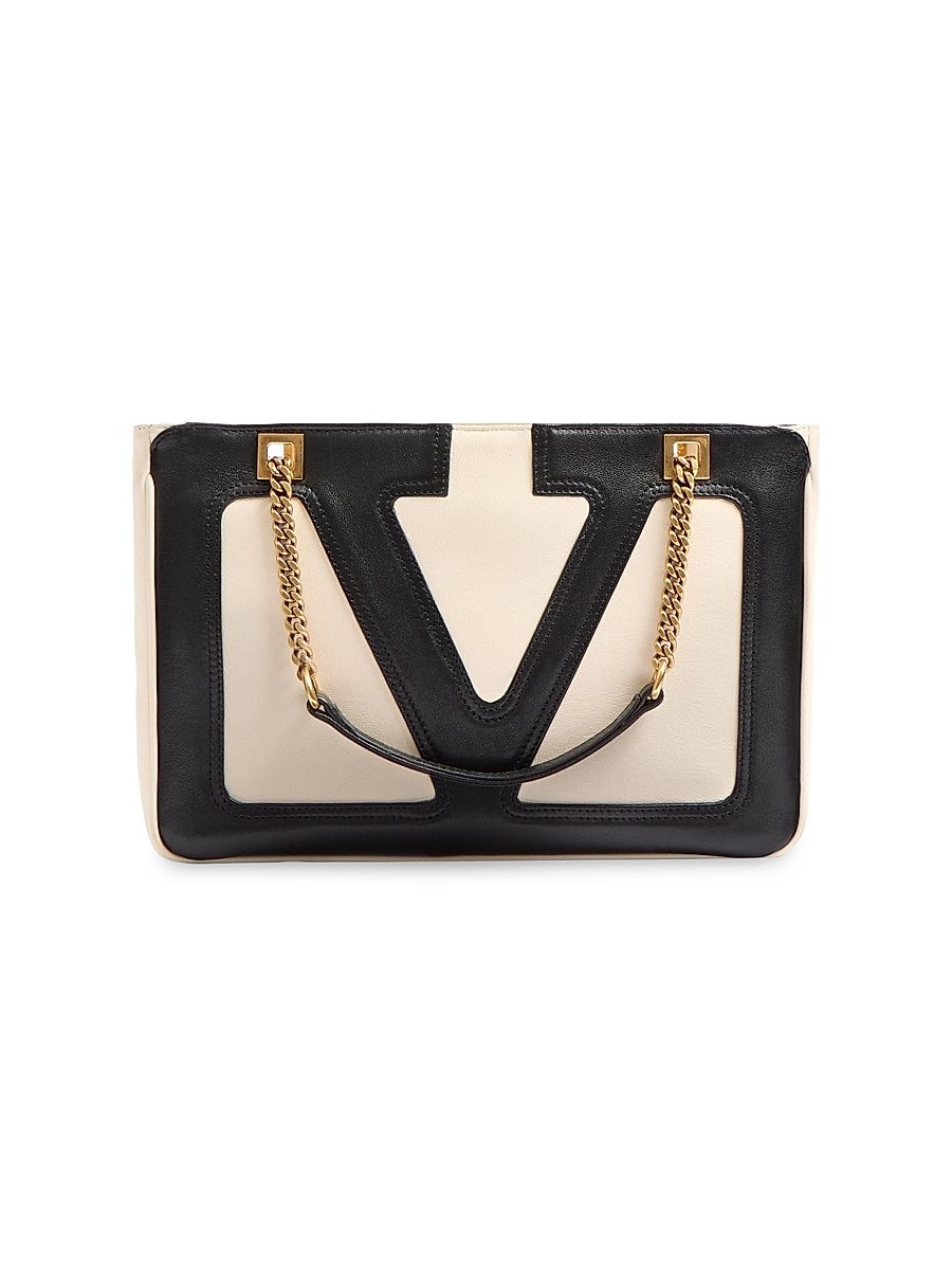 Women's Viva Superstar Small Nappa Leather Shopping Bag - Ivory Black