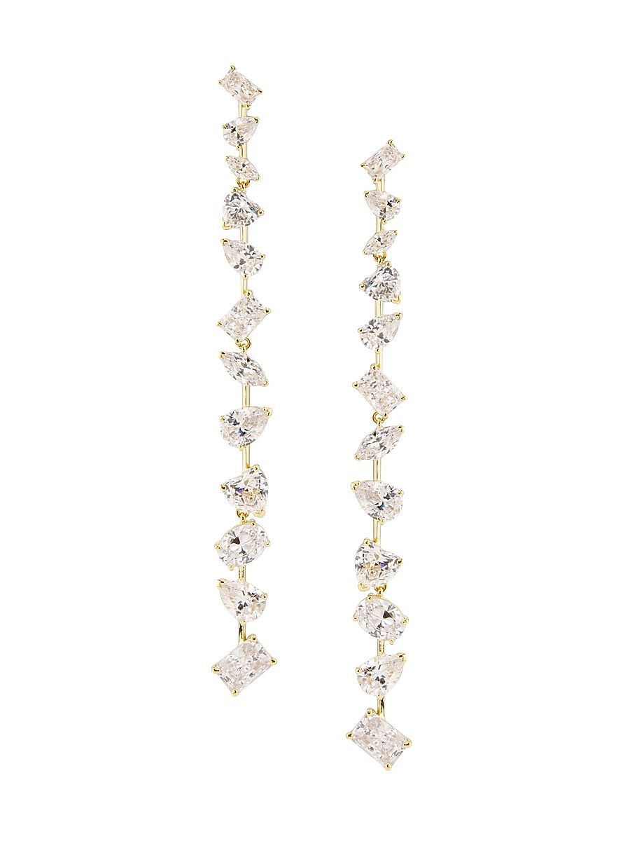 Women's Impress Sterling Silver & Cubic Zirconia Linear Drop Earrings - Gold