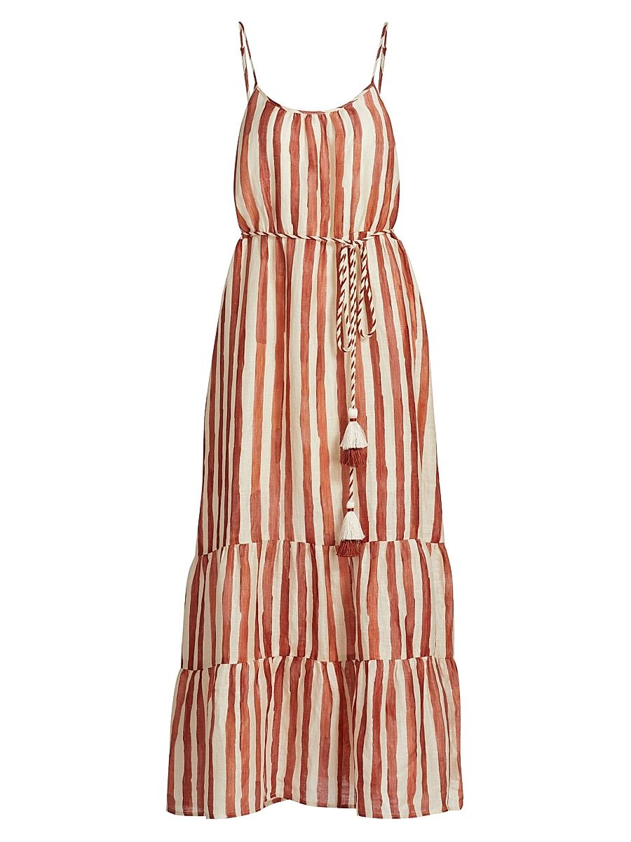 Women's Kinley Striped Tiered Midi-Dress - Tierra - Size XL