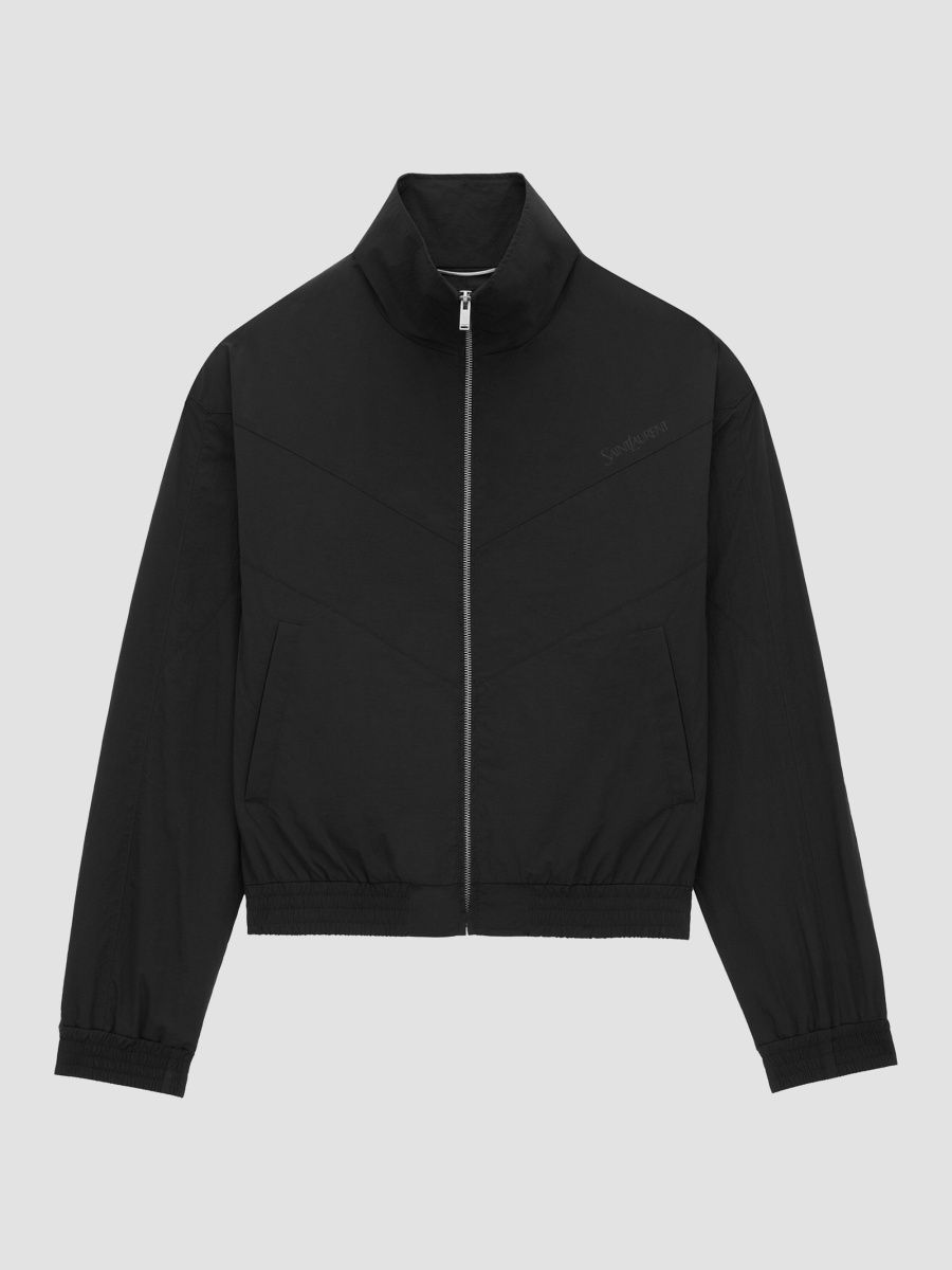 Saint Laurent Men's Blouson Jacket in Crinkled Nylon - Noir - Size 40