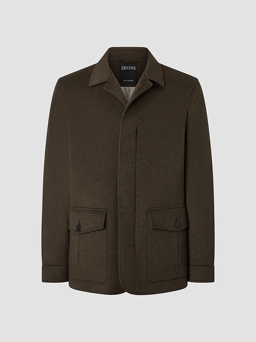 ZEGNA Men's Oasi Cashmere Elements Falcon Jacket - Dark Olive Green - Size 48