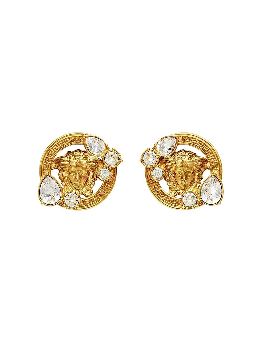 Women's Medusa Goldtone & Strass Stud Earrings - Versace Gold Crystal