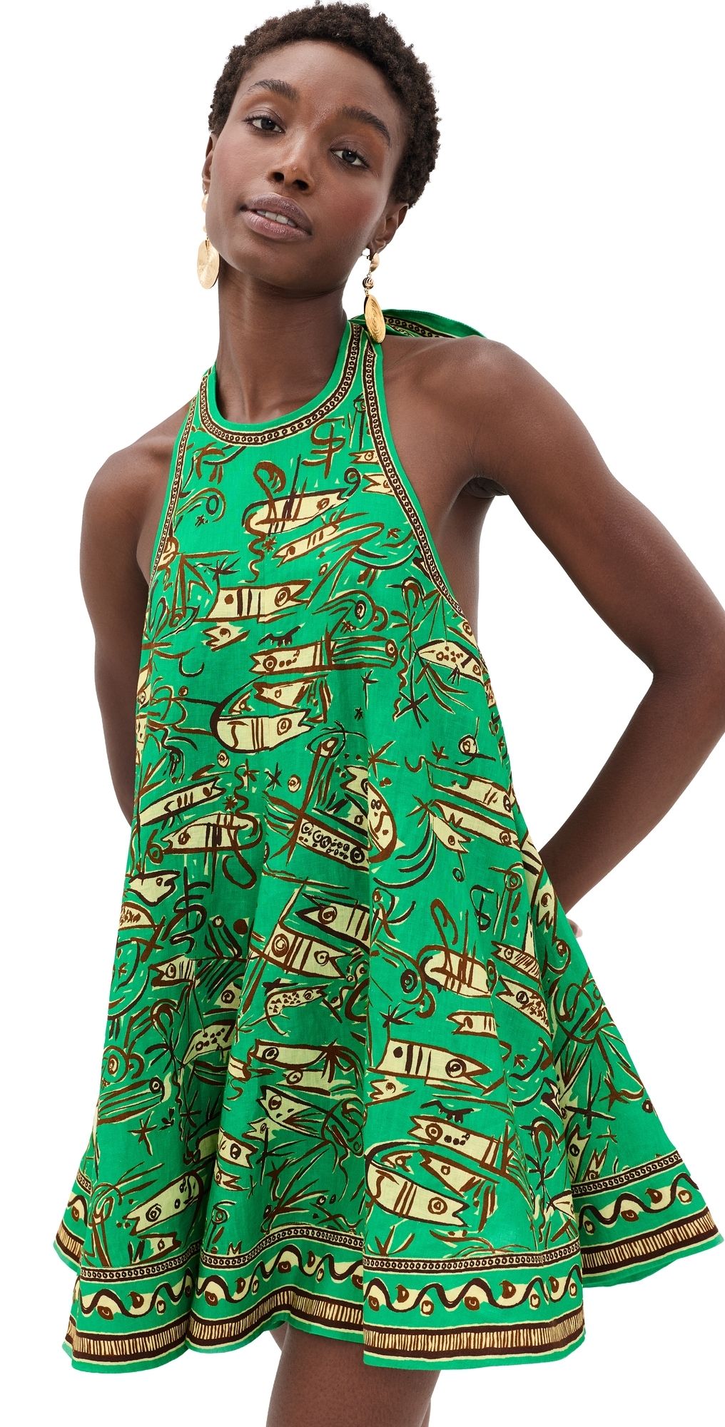 ALÉMAIS Fish Sticks Mini Dress Green 8