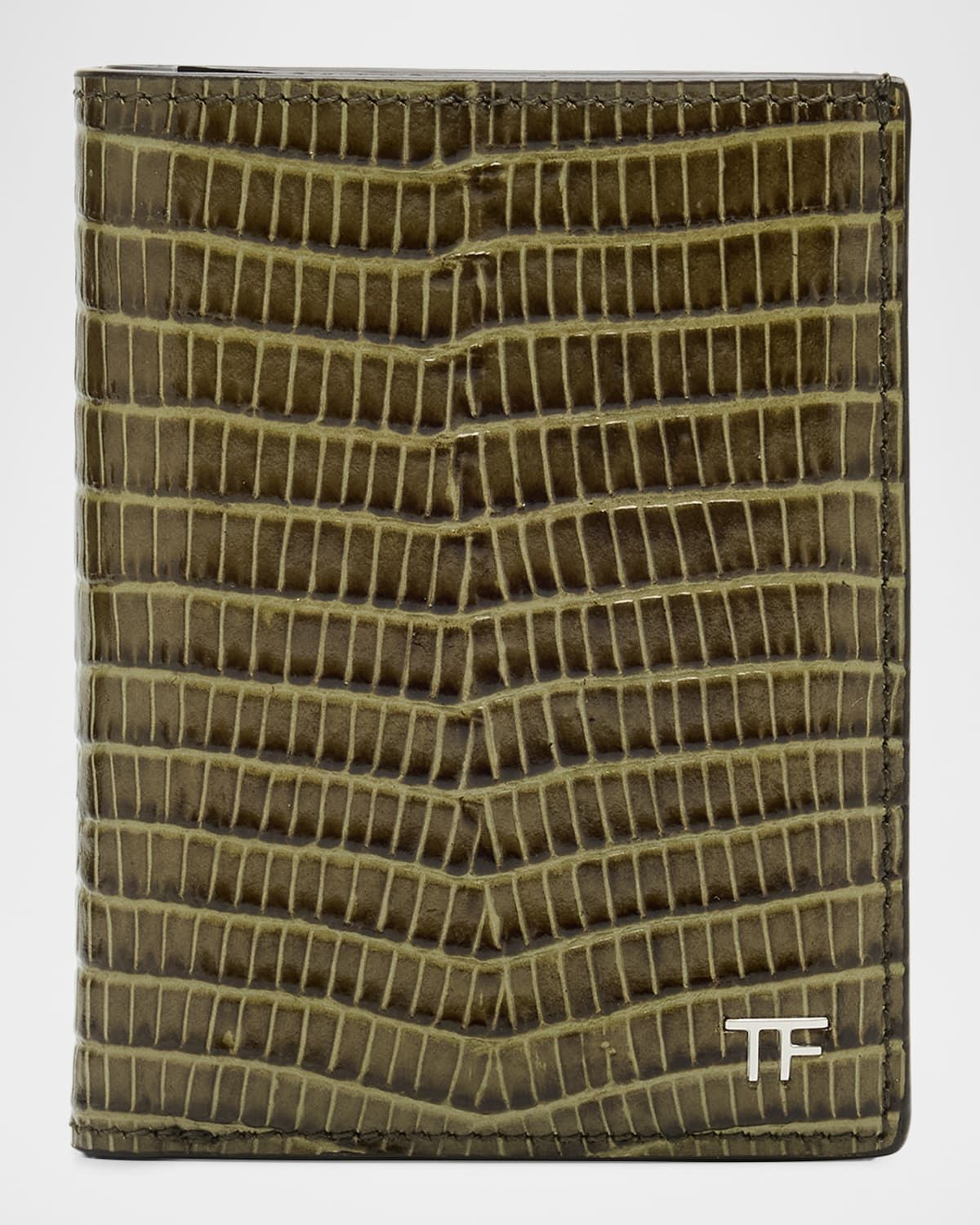 Men & apos;s T Line Printed Leather Bifold Card Holder