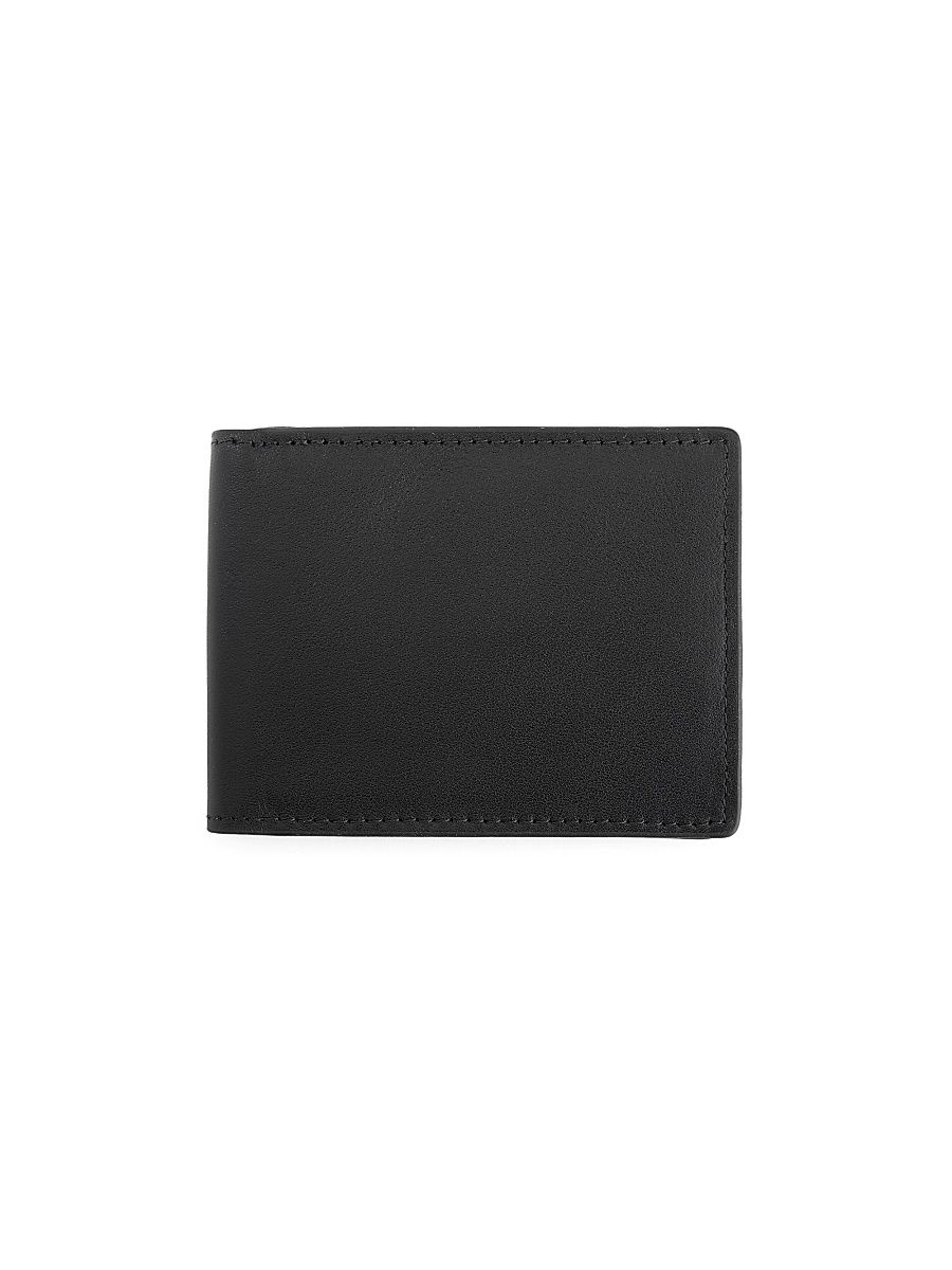 Men's RFID-Blocking Slim Bi-Fold Leather Wallet - Black Red