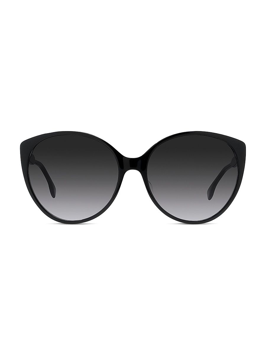 Women's Fendi Fine 59MM Round Sunglasses - Shiny Black