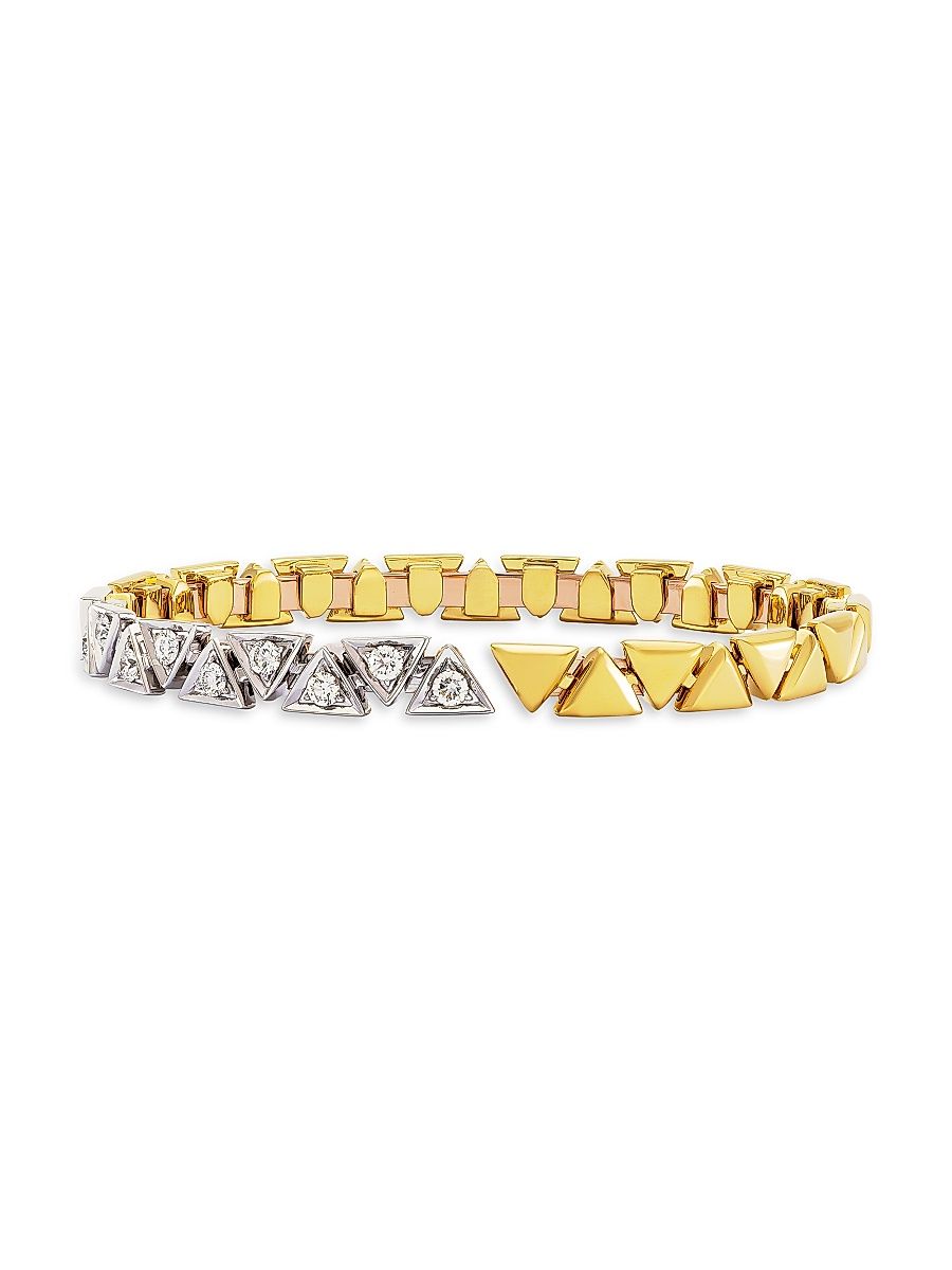 Women's Reflexion 18K Gold & 0.62 TCW Diamond Cuff - Yellow Gold