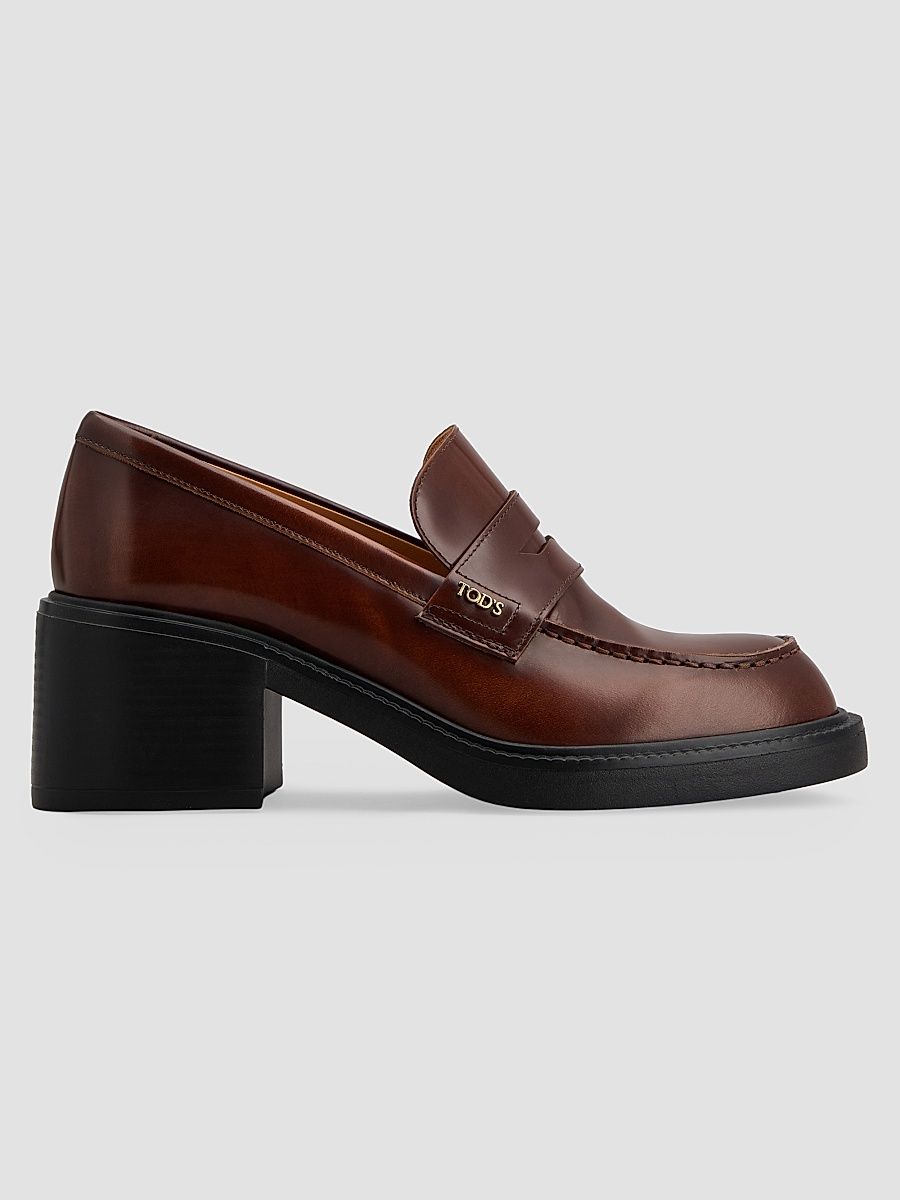 Women's 60MM Leather Penny Loafers - Cuoio Scuro - Size 11
