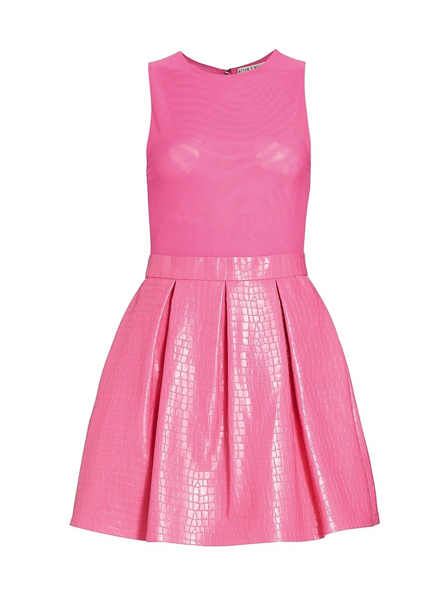 Women's Chara Croc-Embossed Party Dress - Wild Pink - Size 12
