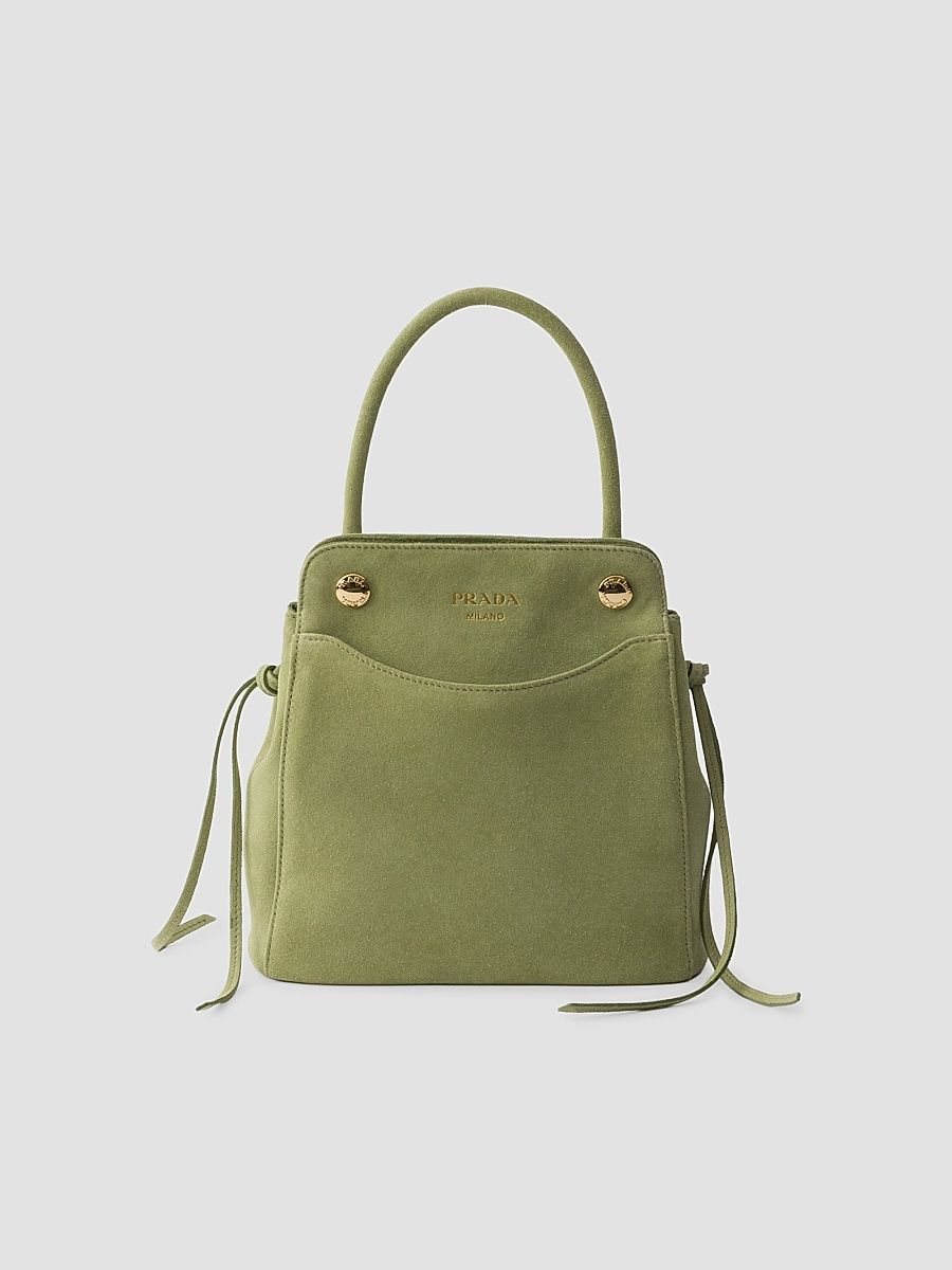Women's Prada Carry Mini Suede Handbag - Green