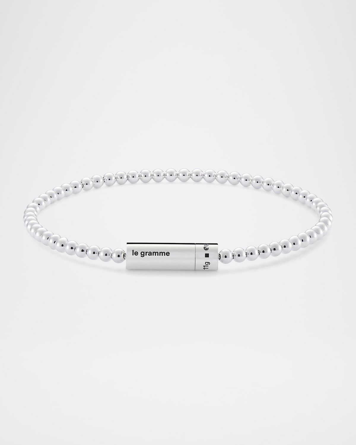 Men & apos;s Polished Silver Beaded Bracelet